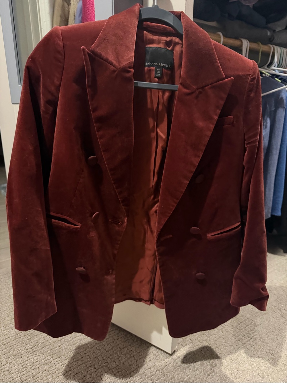 Banana Republic Women's Double-Breasted Velvet Blazer - Deep Wine
